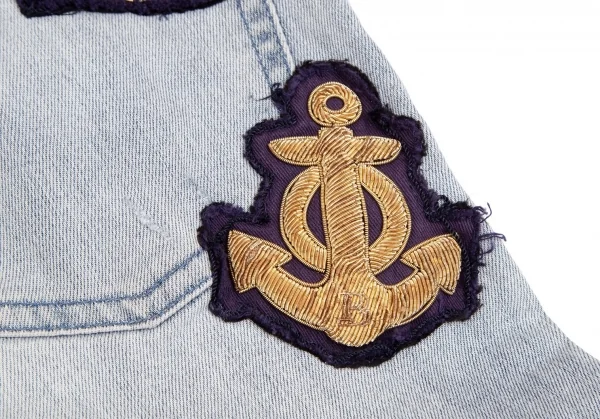 ピエールバルマンPIERRE BALMAIN モールワッペンパッチワークスキニーデニムパンツ 淡インディゴ29 K-102915_007