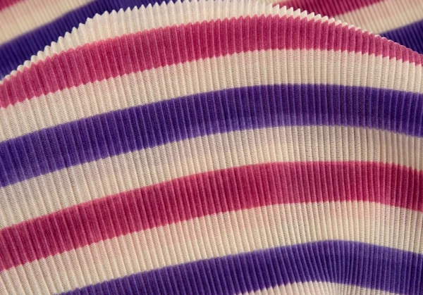 プリーツプリーズPLEATS PLEASE ボーダープリント細プリーツフレンチスリーブスキッパーポロシャツ ベージュ青ピンク3 K-102923_012