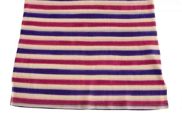 プリーツプリーズPLEATS PLEASE ボーダープリント細プリーツフレンチスリーブスキッパーポロシャツ ベージュ青ピンク3 K-102923_006