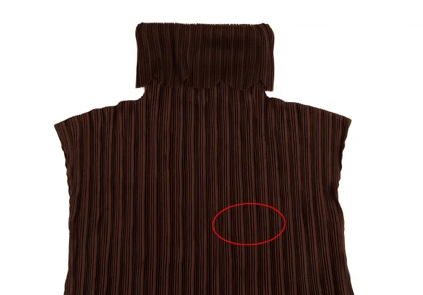 プリーツプリーズPLEATS PLEASE スカラップタートルネックノースリーブチュニック 茶3 K-102925_003
