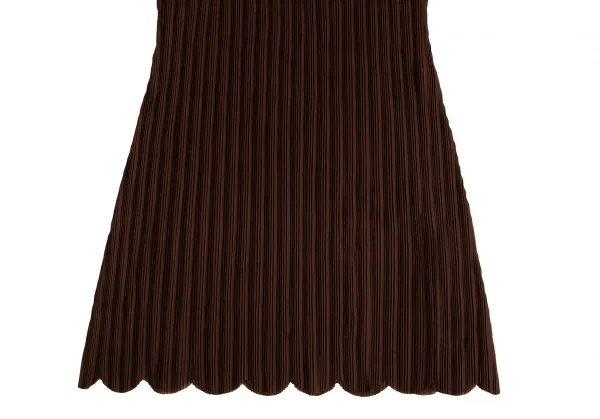 プリーツプリーズPLEATS PLEASE スカラップタートルネックノースリーブチュニック 茶3 K-102925_008