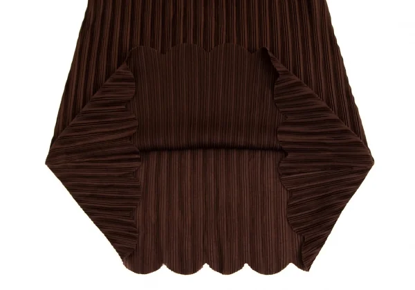 プリーツプリーズPLEATS PLEASE スカラップタートルネックノースリーブチュニック 茶3 K-102925_009