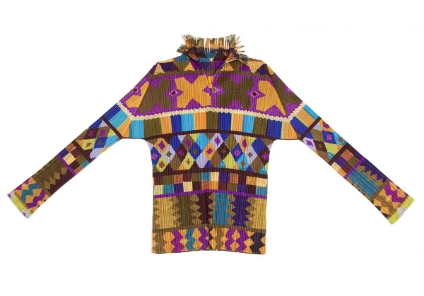 プリーツプリーズPLEATS PLEASE フリンジネック総柄プリントカットソー マルチ4 K-102932_002