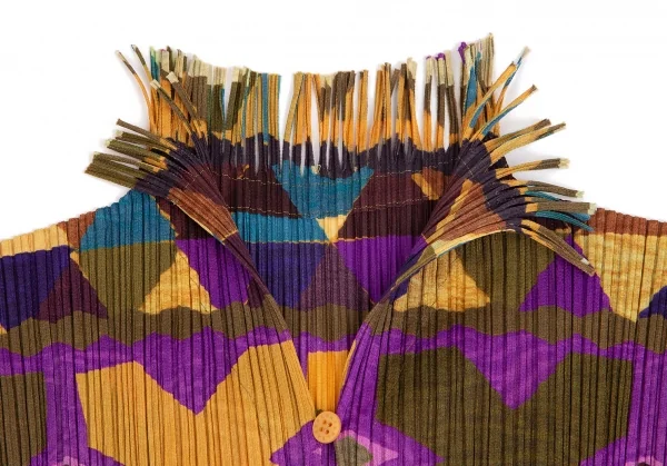 プリーツプリーズPLEATS PLEASE フリンジネック総柄プリントカットソー マルチ4 K-102932_004