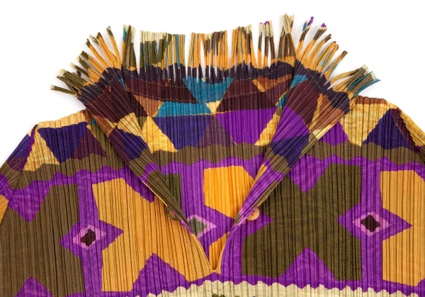 プリーツプリーズPLEATS PLEASE フリンジネック総柄プリントカットソー マルチ4 K-102932_008