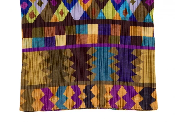 プリーツプリーズPLEATS PLEASE フリンジネック総柄プリントカットソー マルチ4 K-102932_009