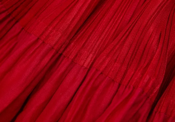 プリーツプリーズPLEATS PLEASE 異素材切替刺繍プリーツノースリーブワンピース 赤3 K-102944_011