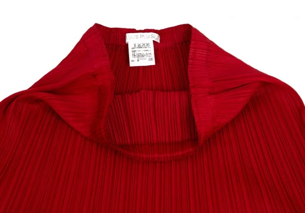 プリーツプリーズPLEATS PLEASE 異素材切替刺繍プリーツフレアスカート 赤3 K-102945_004