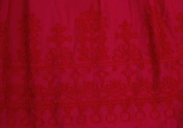 プリーツプリーズPLEATS PLEASE 異素材切替刺繍プリーツフレアスカート 赤3 K-102945_007