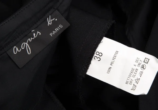 アニエスベーagnes b. ポリジョーゼットプリーツスカート 黒38 K-102951_012