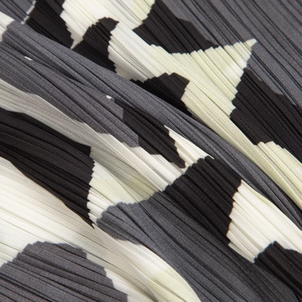 プリーツプリーズPLEATS PLEASE プリントフレンチスリーブトップス 白黒グレーM位 K-102956_010