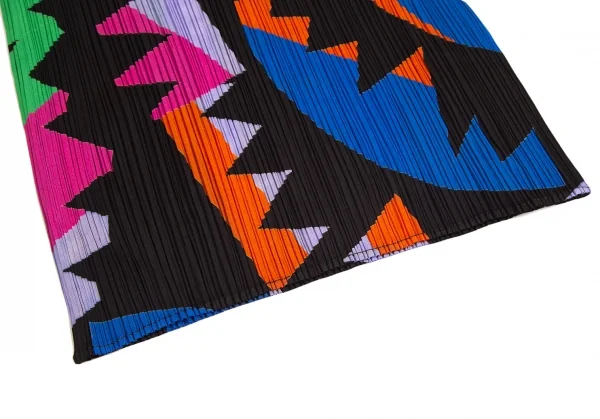 プリーツプリーズPLEATS PLEASE カラフルフレンチスリーブトップス 黒マルチM位 K-102958_006