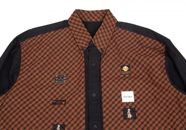 カールヘルムKarl Helmut チェック切替パッチデザインシャツ 黒赤緑M K-102991_002