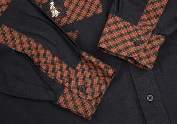 カールヘルムKarl Helmut チェック切替パッチデザインシャツ 黒赤緑M K-102991_008