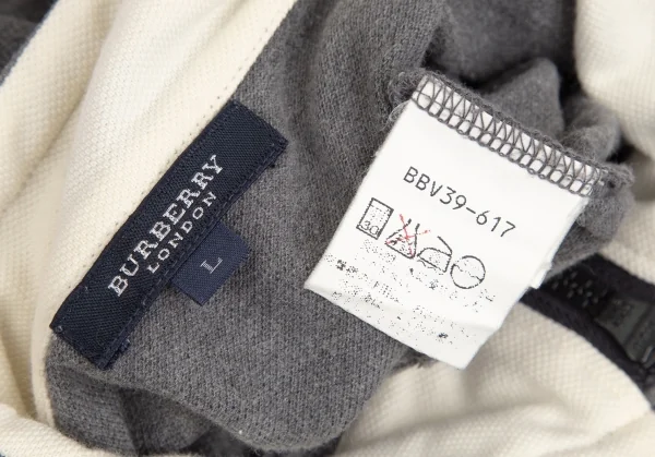 バーバリーロンドンBURBERRY LONDON 鹿の子ハーフジップ半袖トップス グレーL K-102995_013