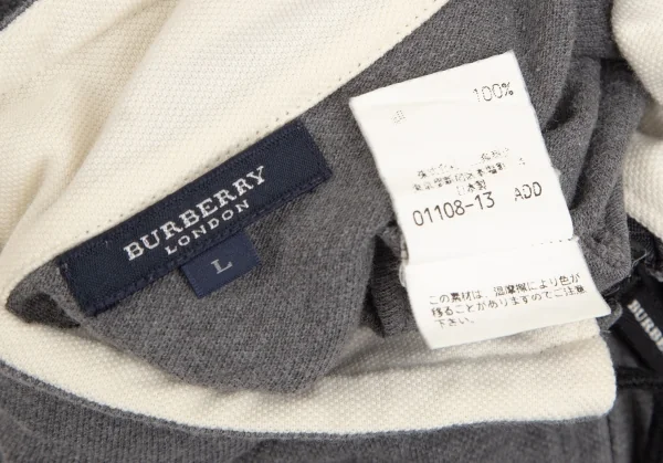 バーバリーロンドンBURBERRY LONDON 鹿の子ハーフジップ半袖トップス グレーL K-102995_014