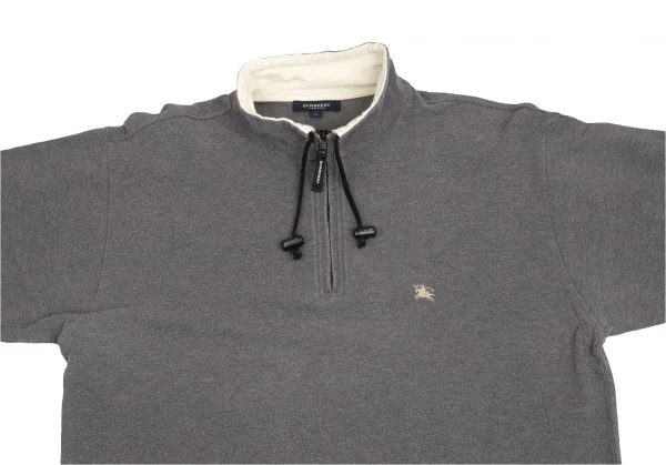 バーバリーロンドンBURBERRY LONDON 鹿の子ハーフジップ半袖トップス グレーL K-102995_002