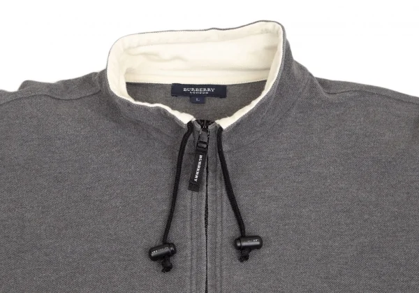 バーバリーロンドンBURBERRY LONDON 鹿の子ハーフジップ半袖トップス グレーL K-102995_003