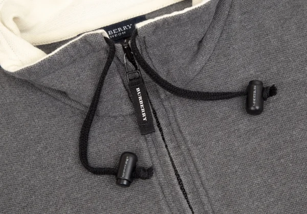 バーバリーロンドンBURBERRY LONDON 鹿の子ハーフジップ半袖トップス グレーL K-102995_004