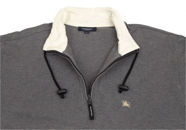 バーバリーロンドンBURBERRY LONDON 鹿の子ハーフジップ半袖トップス グレーL K-102995_005