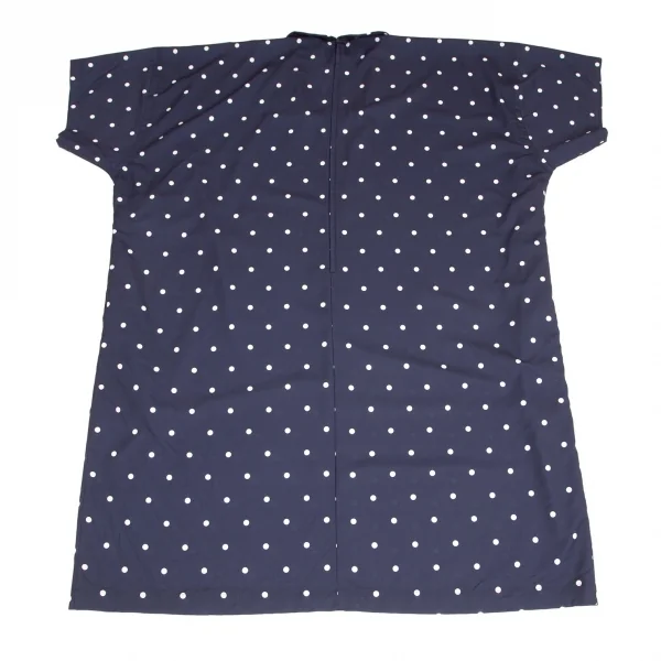 コムコム コムデギャルソンCOMME des GARCONS ポリスクエアネックラウンドカラードット半袖ワンピース 紺S K-103017_011