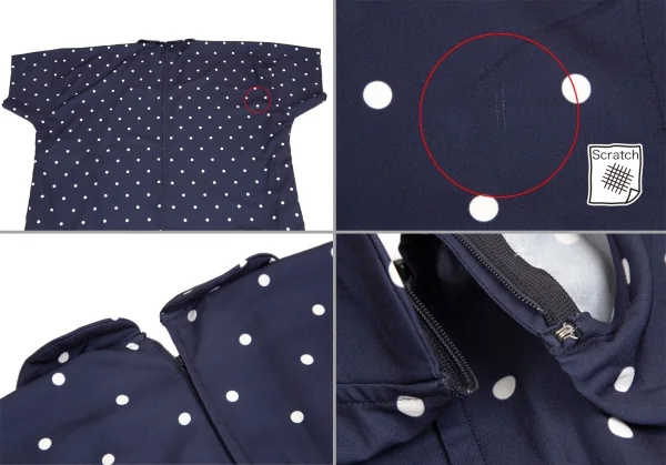 コムコム コムデギャルソンCOMME des GARCONS ポリスクエアネックラウンドカラードット半袖ワンピース 紺S K-103017_012