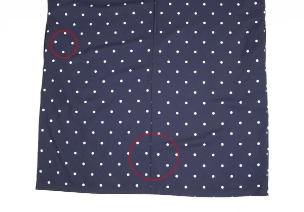 コムコム コムデギャルソンCOMME des GARCONS ポリスクエアネックラウンドカラードット半袖ワンピース 紺S K-103017_014