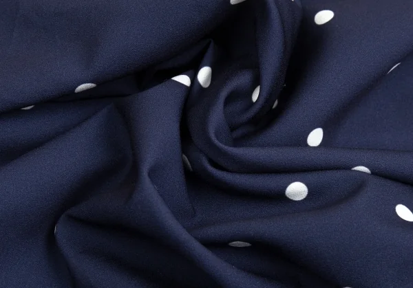 コムコム コムデギャルソンCOMME des GARCONS ポリスクエアネックラウンドカラードット半袖ワンピース 紺S K-103017_018