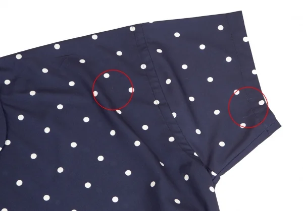 コムコム コムデギャルソンCOMME des GARCONS ポリスクエアネックラウンドカラードット半袖ワンピース 紺S K-103017_005