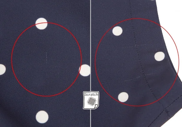 コムコム コムデギャルソンCOMME des GARCONS ポリスクエアネックラウンドカラードット半袖ワンピース 紺S K-103017_006