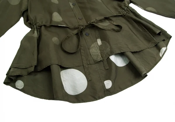 ワイズY's キュプラドットプリント裏使いシャツ カーキ1 K-103037_011