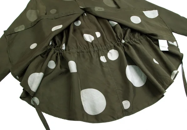 ワイズY's キュプラドットプリント裏使いシャツ カーキ1 K-103037_013