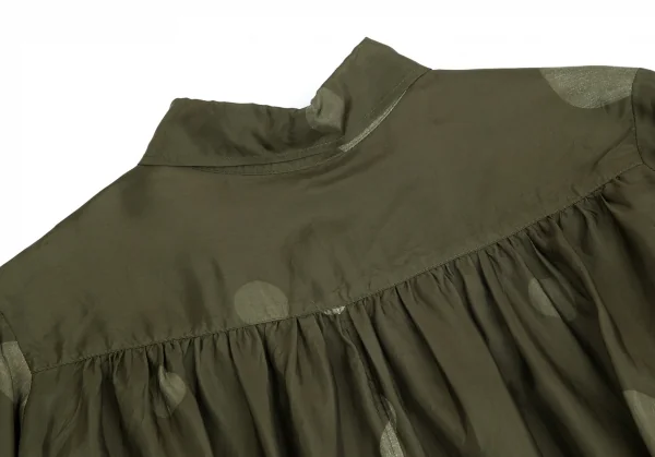ワイズY's キュプラドットプリント裏使いシャツ カーキ1 K-103037_016