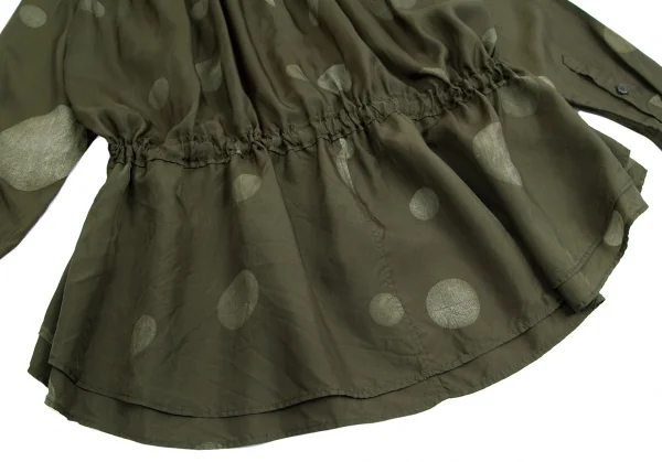 ワイズY's キュプラドットプリント裏使いシャツ カーキ1 K-103037_017