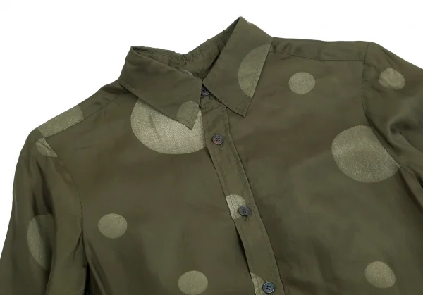 ワイズY's キュプラドットプリント裏使いシャツ カーキ1 K-103037_003