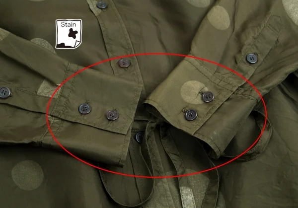 ワイズY's キュプラドットプリント裏使いシャツ カーキ1 K-103037_009