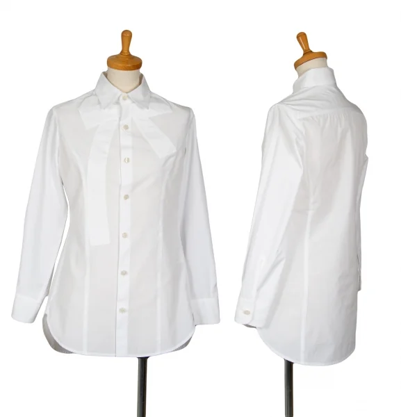 レギュレーション ヨウジヤマモトREGULATION yohji yamamoto コットンブロードリボンパッチシャツ 白1 K-103046_001