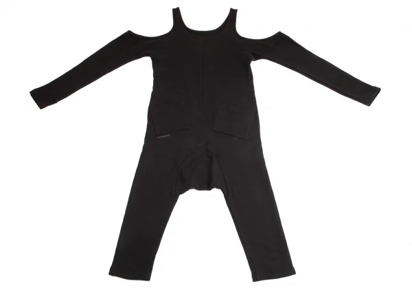 レギュレーション ヨウジヤマモトREGULATION yohji yamamoto スウェットオフショルダーオールインワン 黒2 K-103048_013