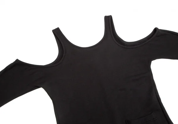 レギュレーション ヨウジヤマモトREGULATION yohji yamamoto スウェットオフショルダーオールインワン 黒2 K-103048_003