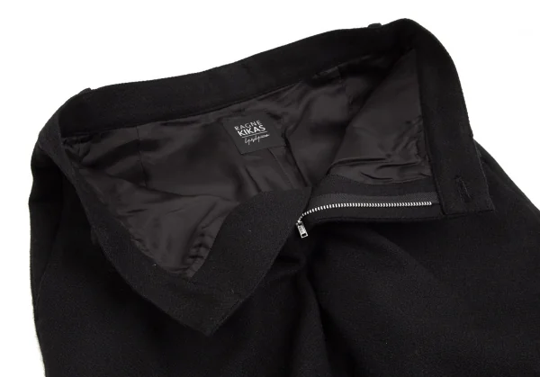 ラグネキカス フォー ヨウジヤマモトRAGNE KIKAS for Yohji Yamamoto 混紡ウール裾カフスデザインパンツ 黒1 K-103049_011