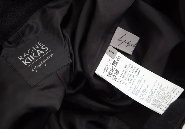 ラグネキカス フォー ヨウジヤマモトRAGNE KIKAS for Yohji Yamamoto 混紡ウール裾カフスデザインパンツ 黒1 K-103049_015