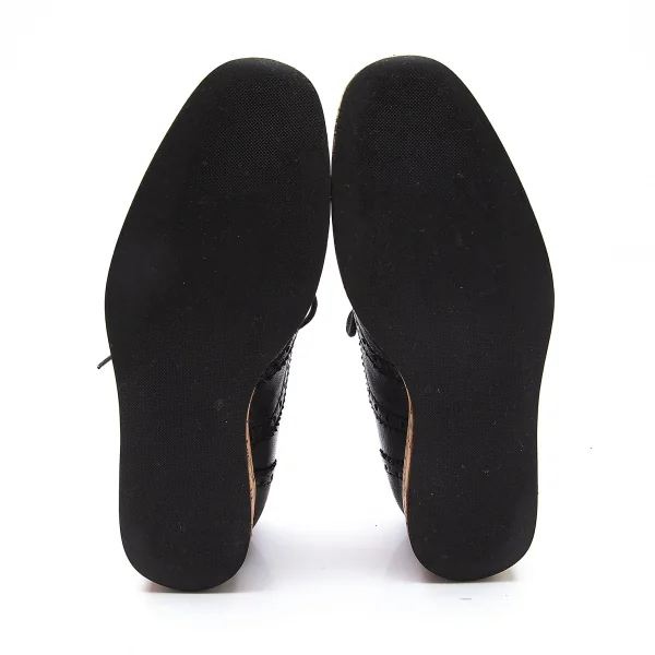 バーニーズニューヨークBARNEYS NEW YORK コルクソールレザーウイングチップシューズ 黒36(23位) K-103055_005