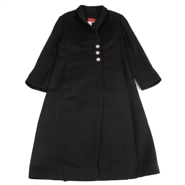 ケンゾーKENZO ウールメタルボタンショールカラーロングコート 黒38 K-103064_002