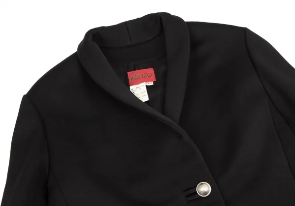 ケンゾーKENZO ウールメタルボタンショールカラーロングコート 黒38 K-103064_003