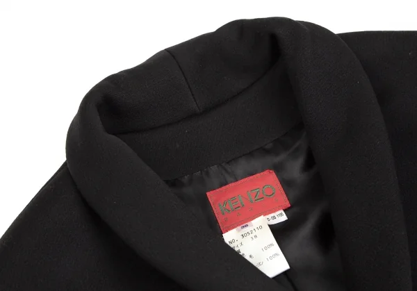 ケンゾーKENZO ウールメタルボタンショールカラーロングコート 黒38 K-103064_004