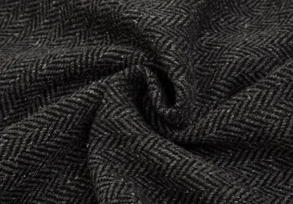 トリココムデギャルソンtricot COMME des GARCONSウールナイロンヘリンボーンサイドつまみデザインショートPコート ダークグレーM K-103066_014