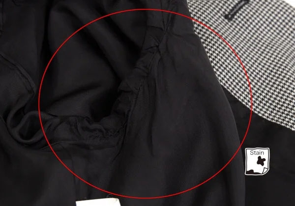 ブラック コムデギャルソンBLACK COMME des GARCONS 花柄刺繍ハウンドトゥースラウンドカラージャケット 白黒XS K-103074_011