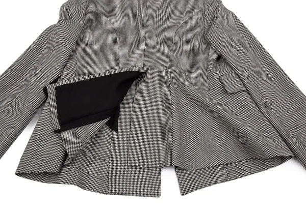 ブラック コムデギャルソンBLACK COMME des GARCONS 花柄刺繍ハウンドトゥースラウンドカラージャケット 白黒XS K-103074_015