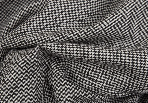 ブラック コムデギャルソンBLACK COMME des GARCONS 花柄刺繍ハウンドトゥースラウンドカラージャケット 白黒XS K-103074_016