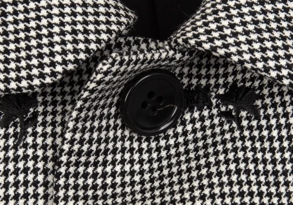 ブラック コムデギャルソンBLACK COMME des GARCONS 花柄刺繍ハウンドトゥースラウンドカラージャケット 白黒XS K-103074_004
